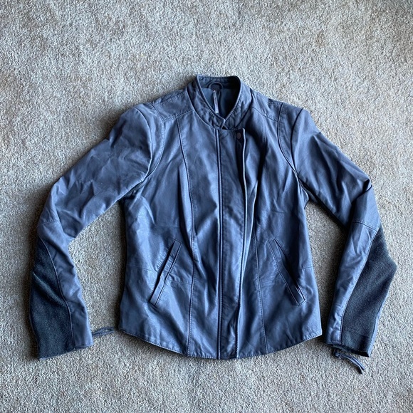 free people cool and clean jacket moto distressed suede edgy zipper large - Picture 2 of 10